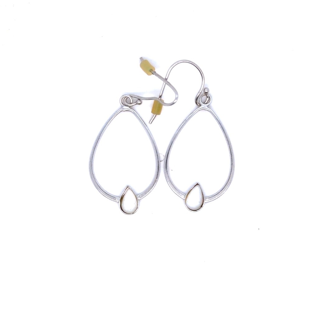 Silver 925 Teardrop Earrings with‎ White Accent - Women Jewelry